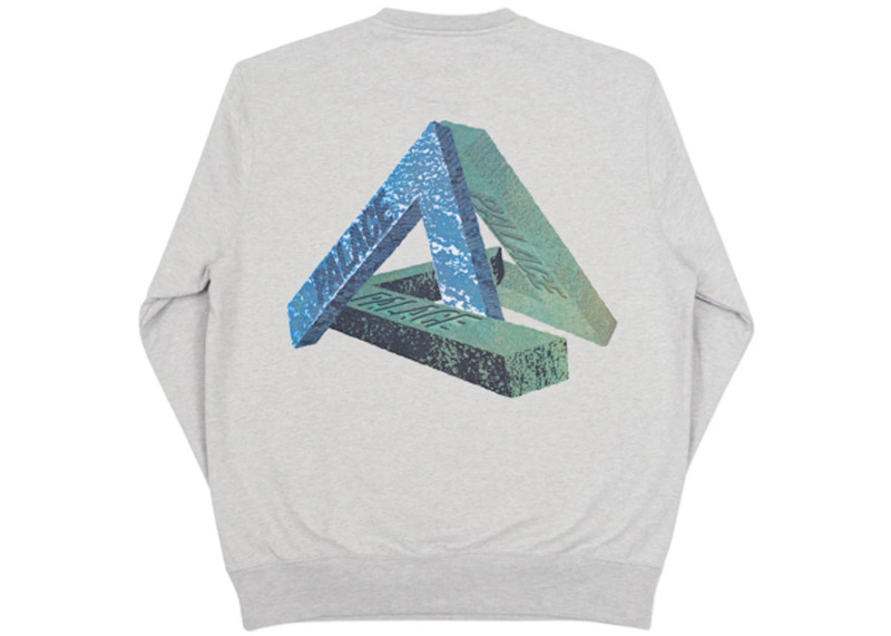 PALACE Palace Stones Crew Grey Marl/Blue/Green outlook