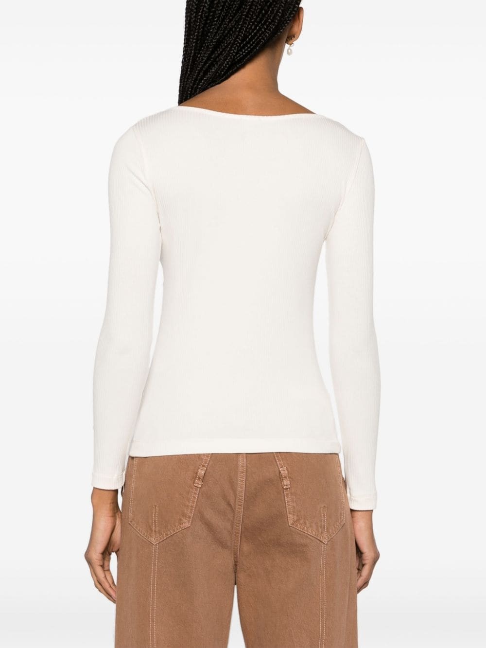 cut-out detailed ribbed top - 4