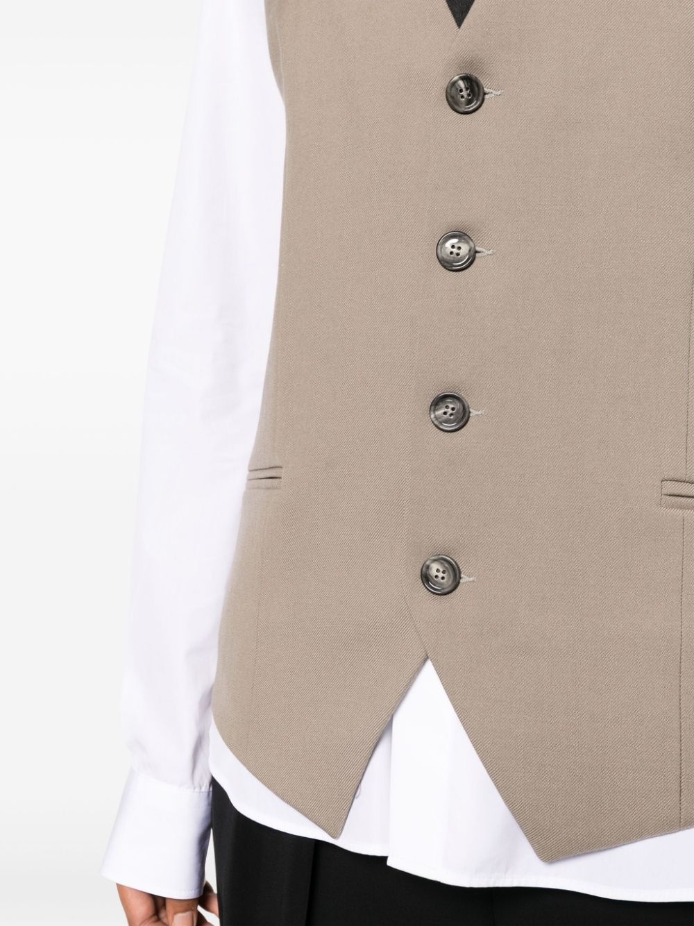 V-neck virgin wool waistcoat - 5