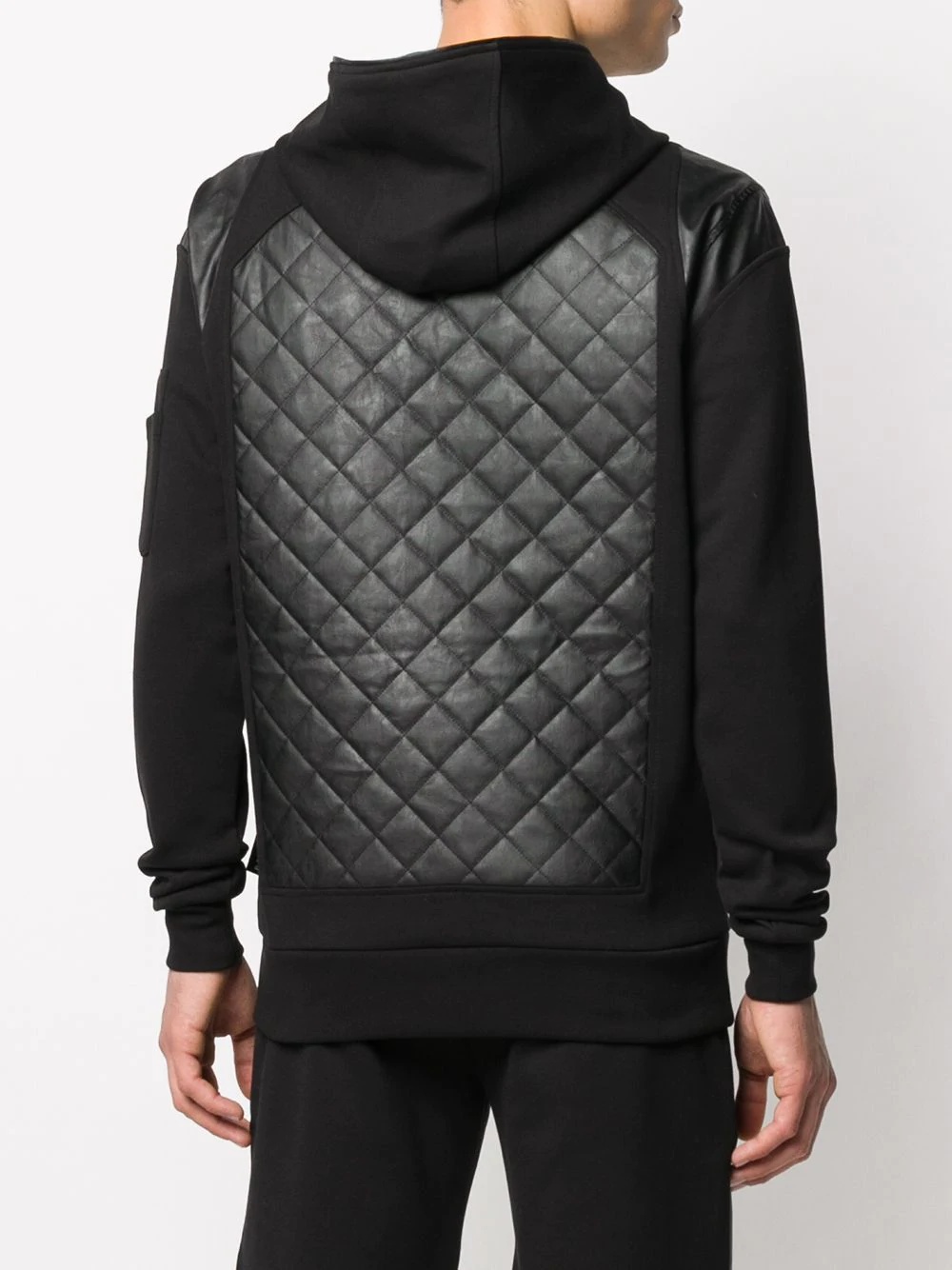 quilted panel logo hoodie - 4