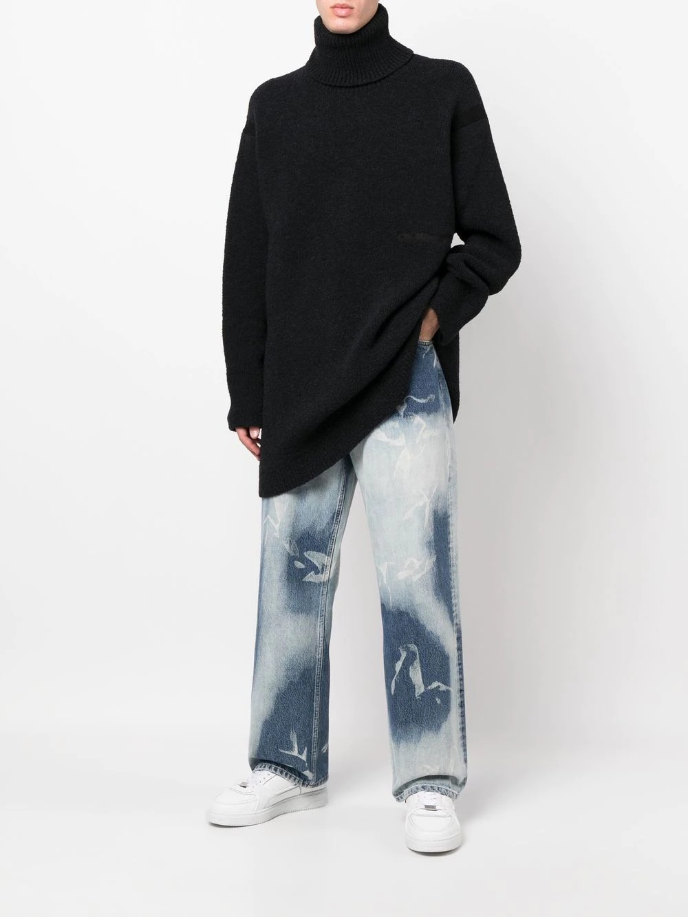 embroidered-logo roll neck jumper - 2