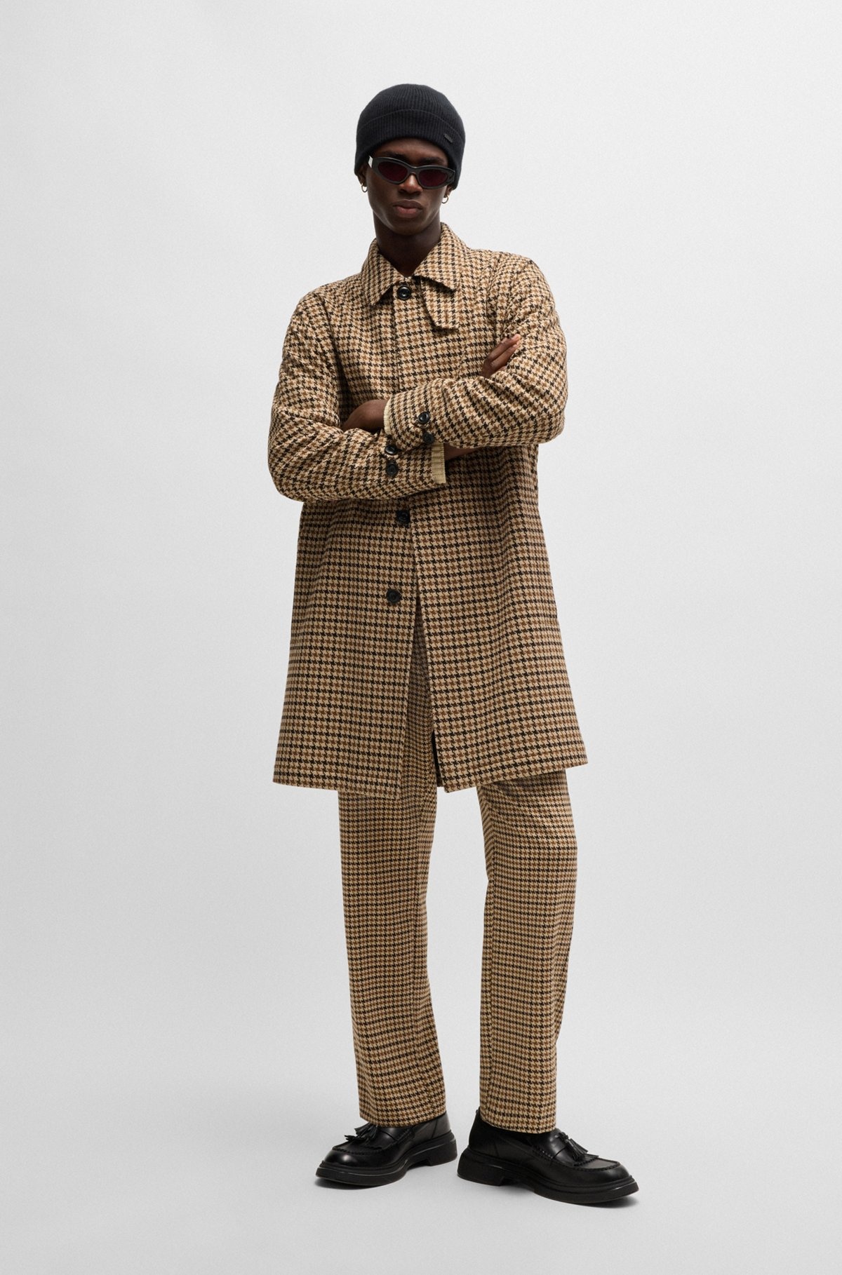 HOUNDSTOOTH-CHECK REGULAR-FIT COAT WITH CONCEALED CLOSURE - 2