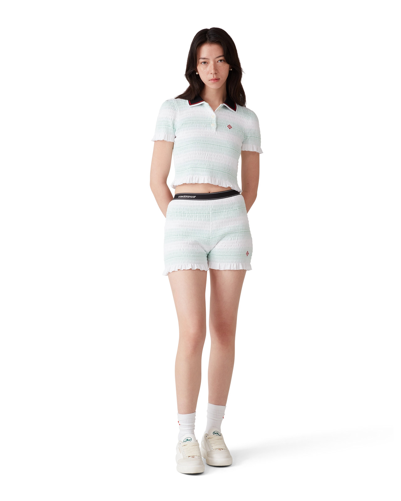 Stripe Shirred Polo Shirt | Casablanca Paris - 2