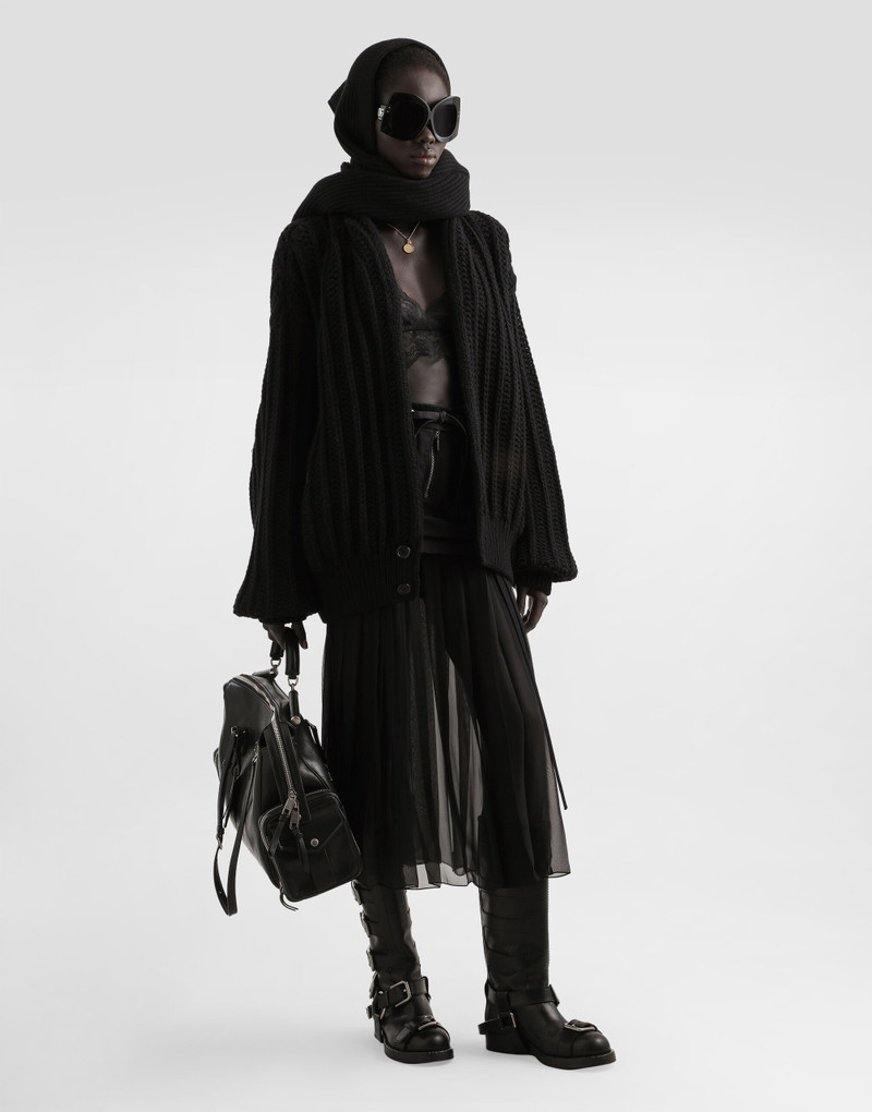 Dolce & Gabbana Twill midi skirt with chiffon outlook