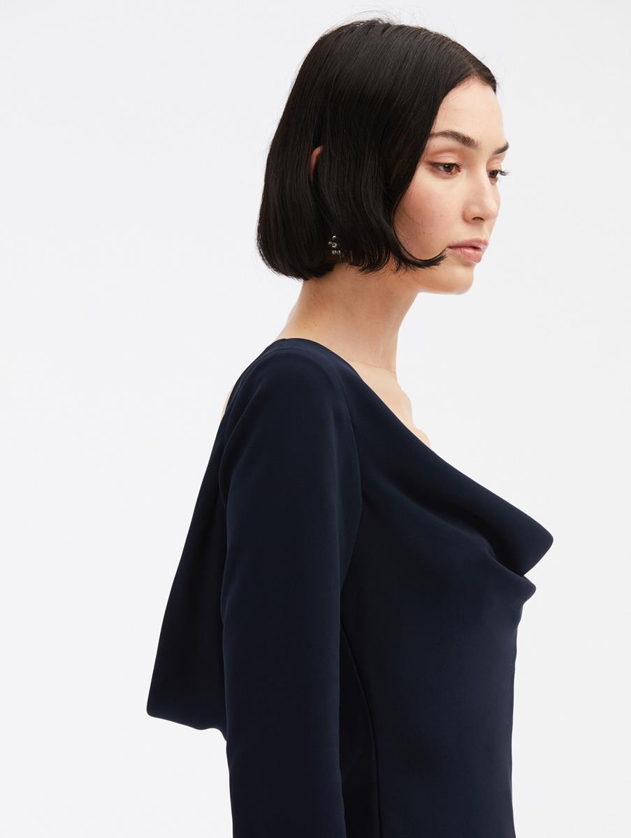 BUTTON DETAIL COWL NECK BLOUSE - 5