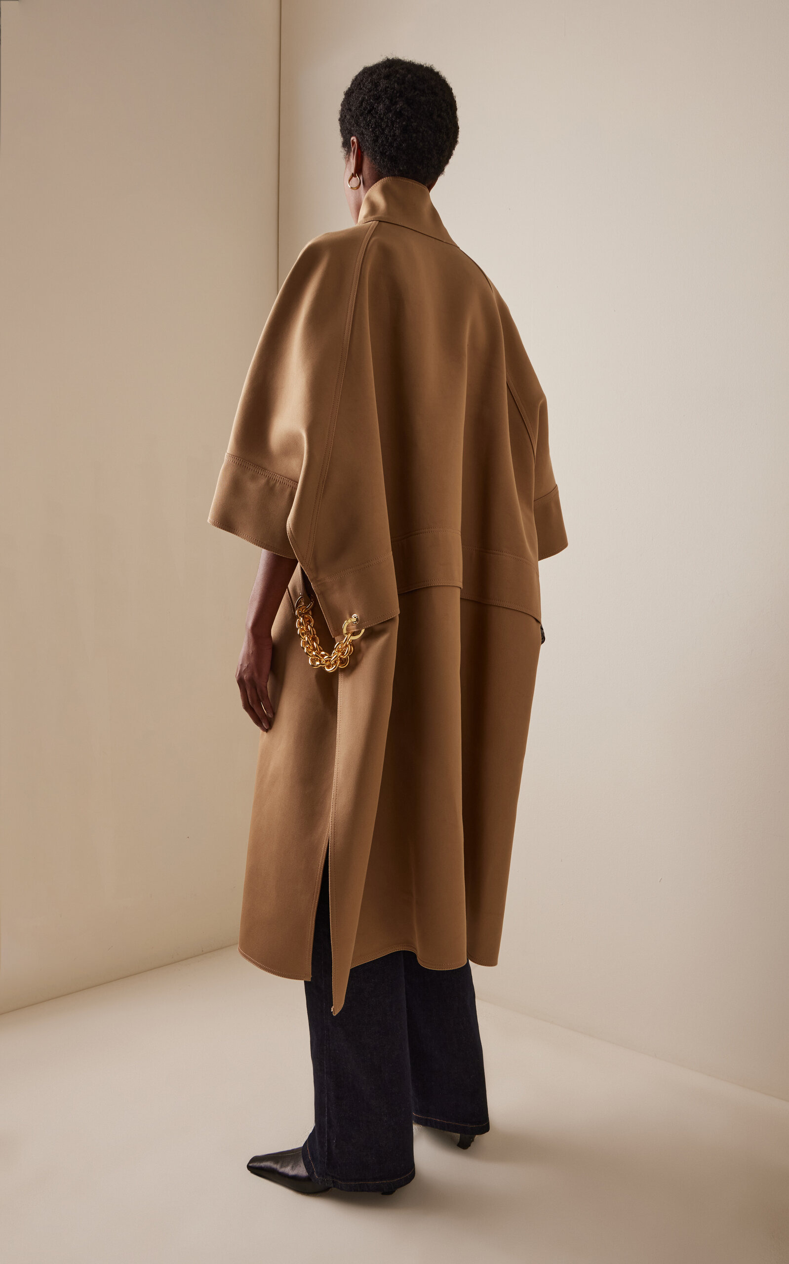 Nat Cotton Long Oversized Cape Coat brown - 4