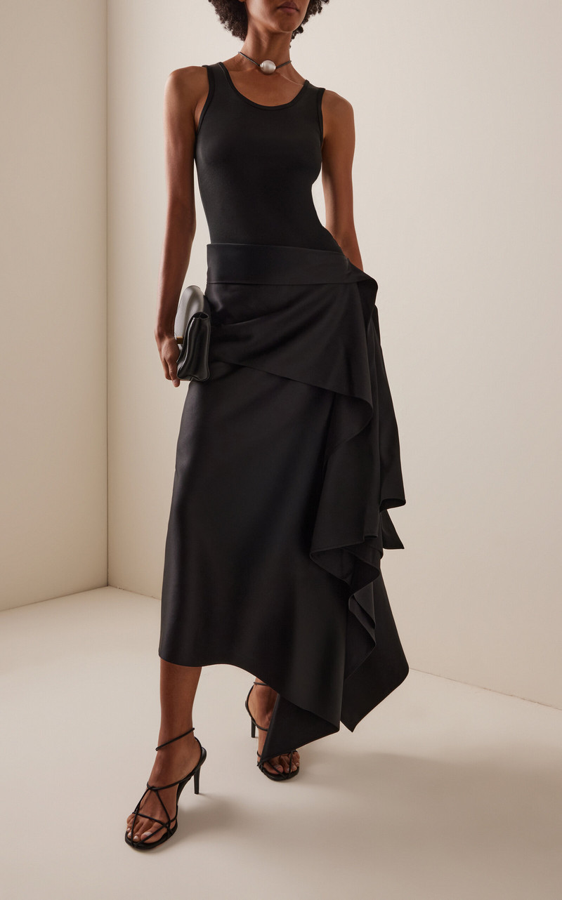 HEIRLOME Agatha Draped Silk Maxi Skirt black outlook