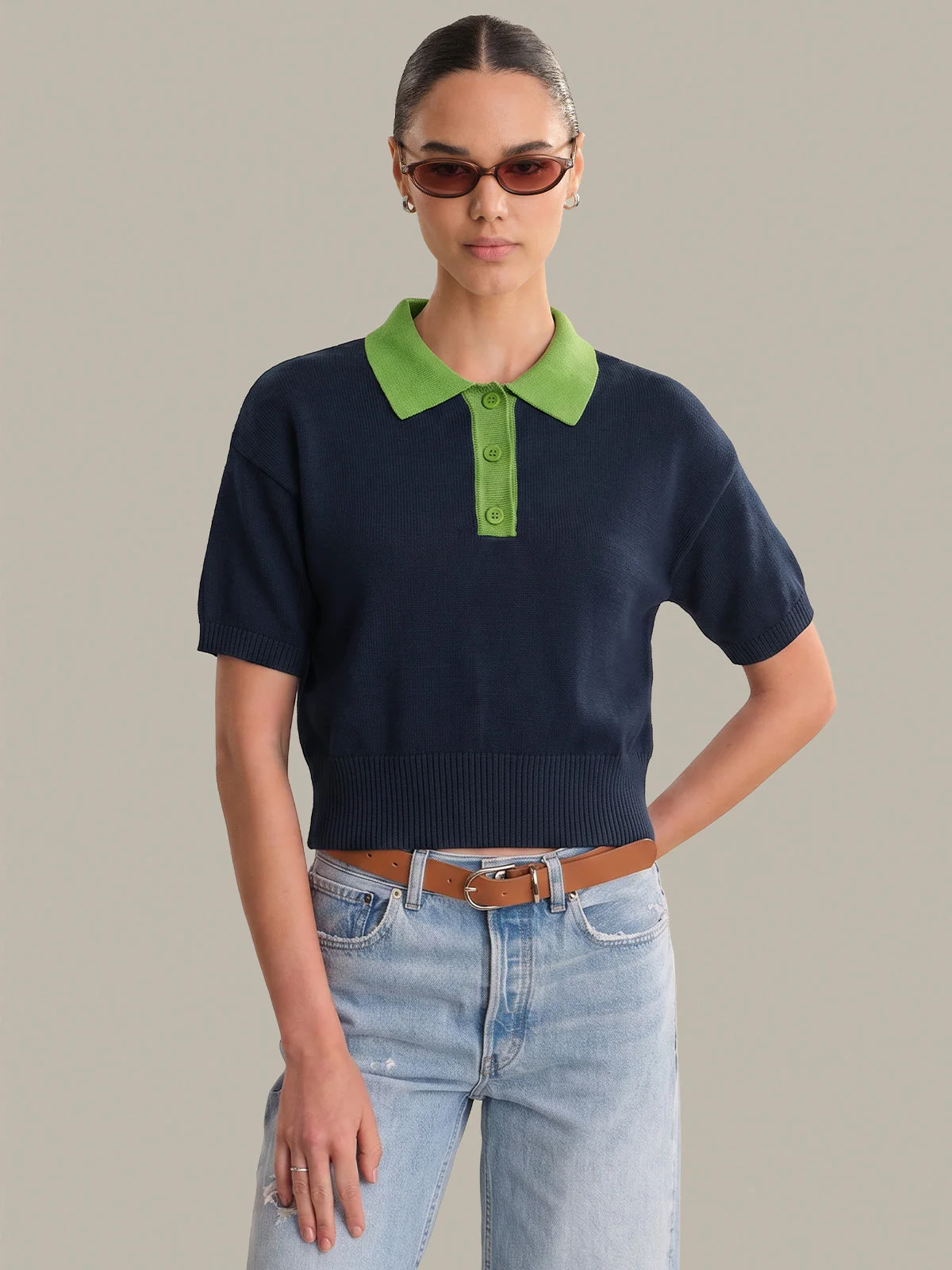 Mika: 100% Cotton Contrast Collar Polo - 1