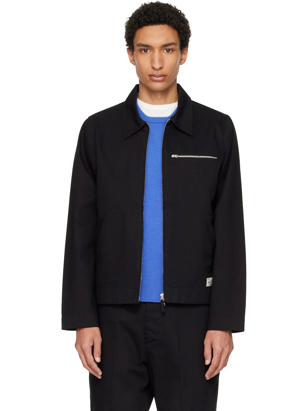 Black Zipped Twill Jacket - 1