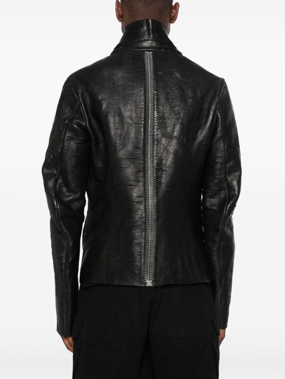 creased biker jacket - 4