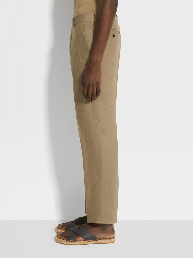 OLIVE GREEN OASI LINO PANTS 3