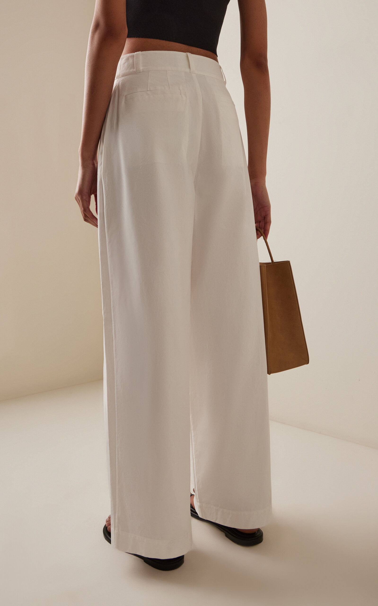 Newport High-Rise Cotton Wide-Leg Pants white - 4