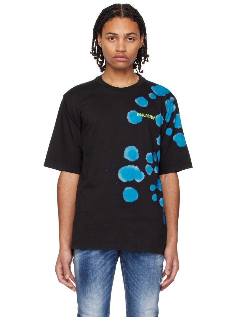 Black & Blue Goth Tie&Dyed Skater T-Shirt 1