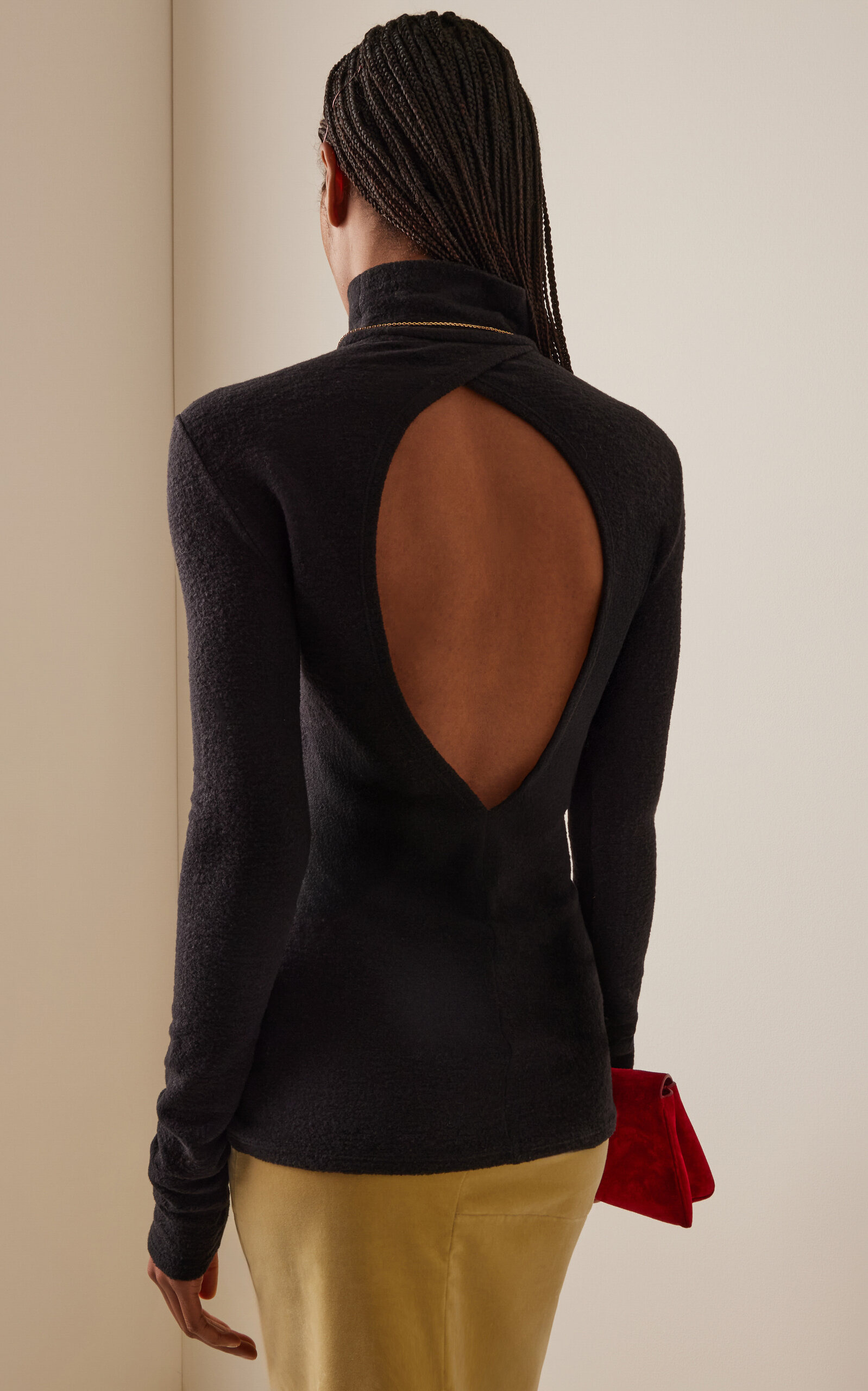 Cutout Knit Turtleneck Top black - 4