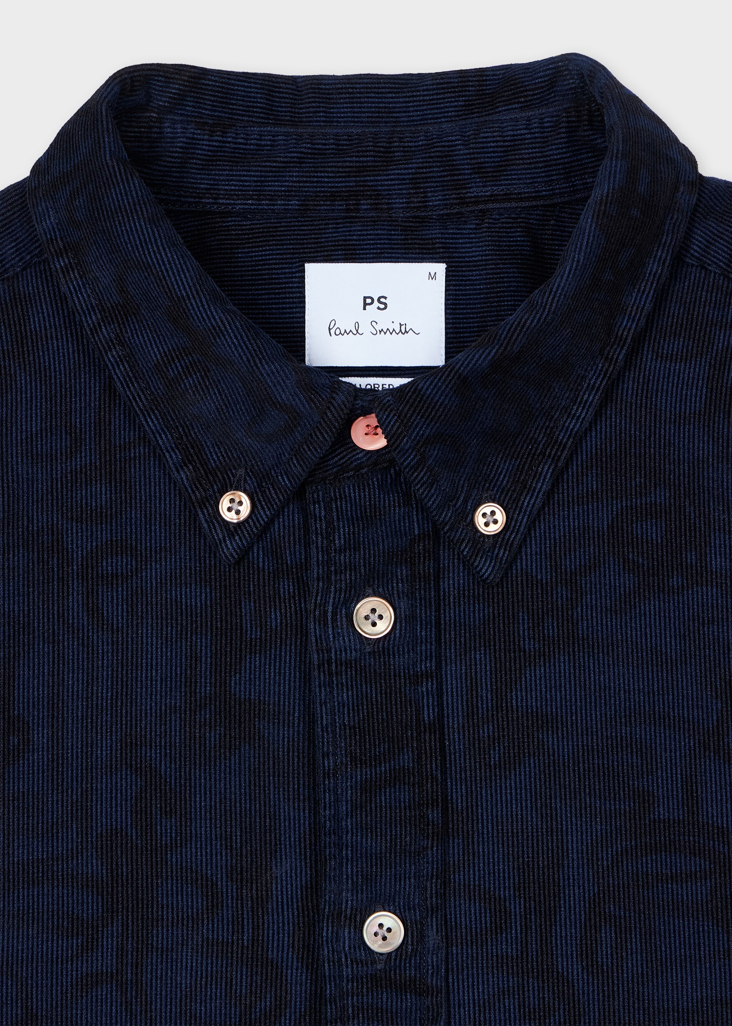 Navy Tailored-Fit Printed Corduroy Shirt - 3