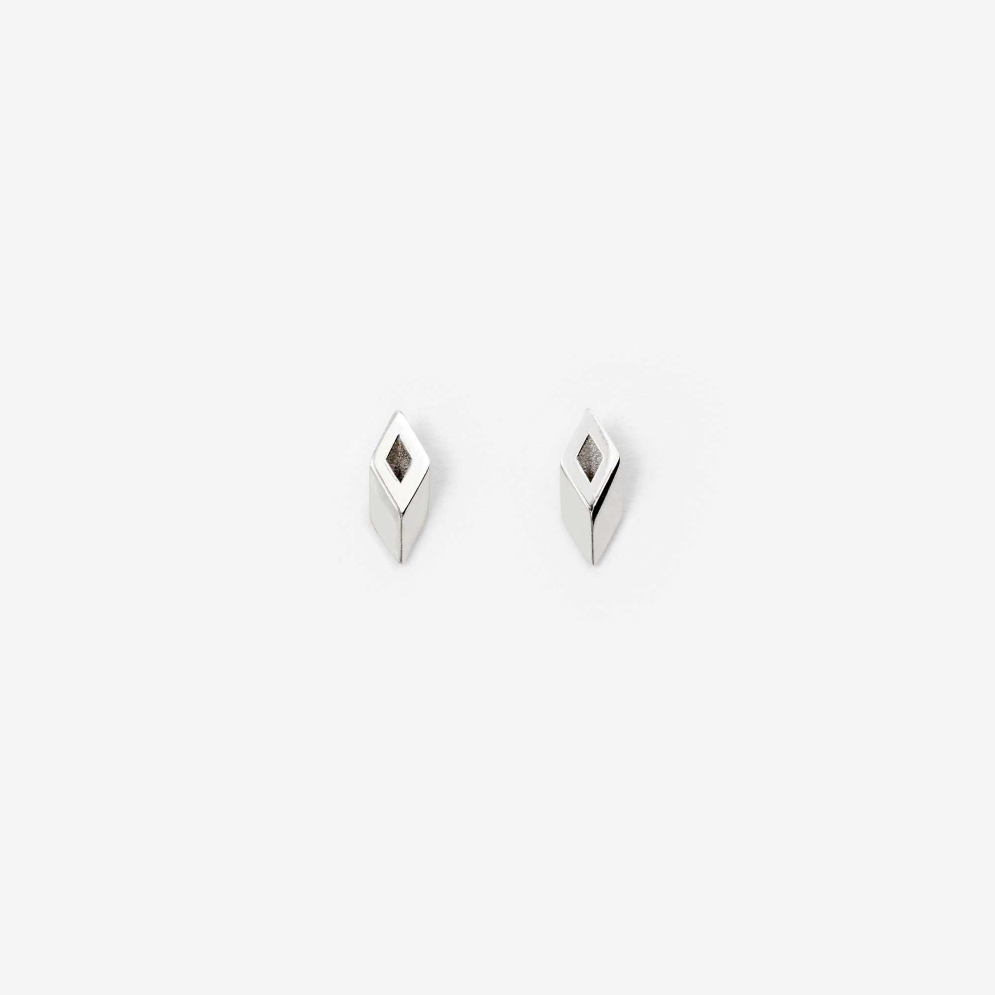 Silver Hollow Stud Earrings - 1
