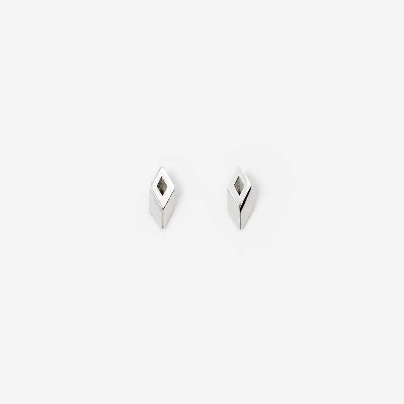 Silver Hollow Stud Earrings 1