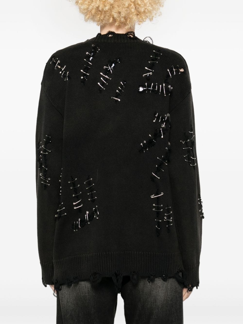 safety pin-embellishment sweater - 4