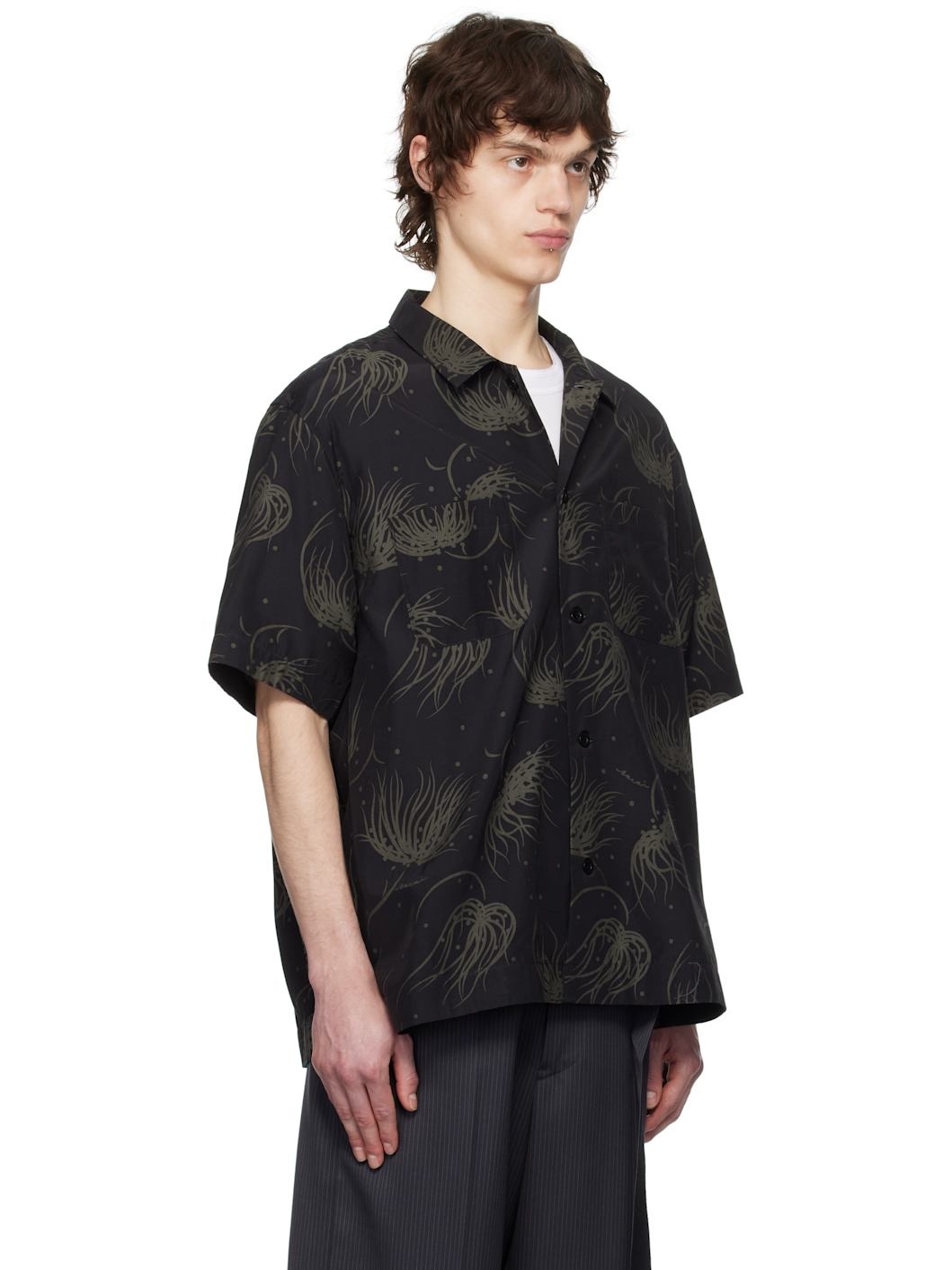 Black Dot Flower Print Shirt - 2