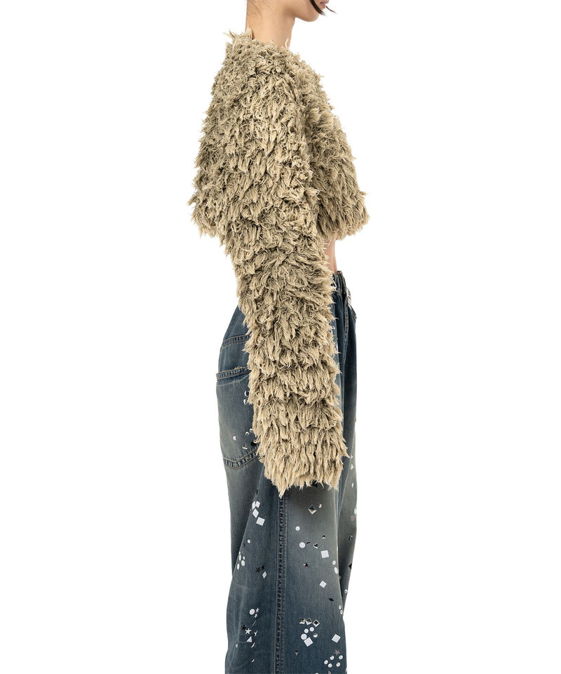 Bleached Shaggy Cropped Knit Sweater 12