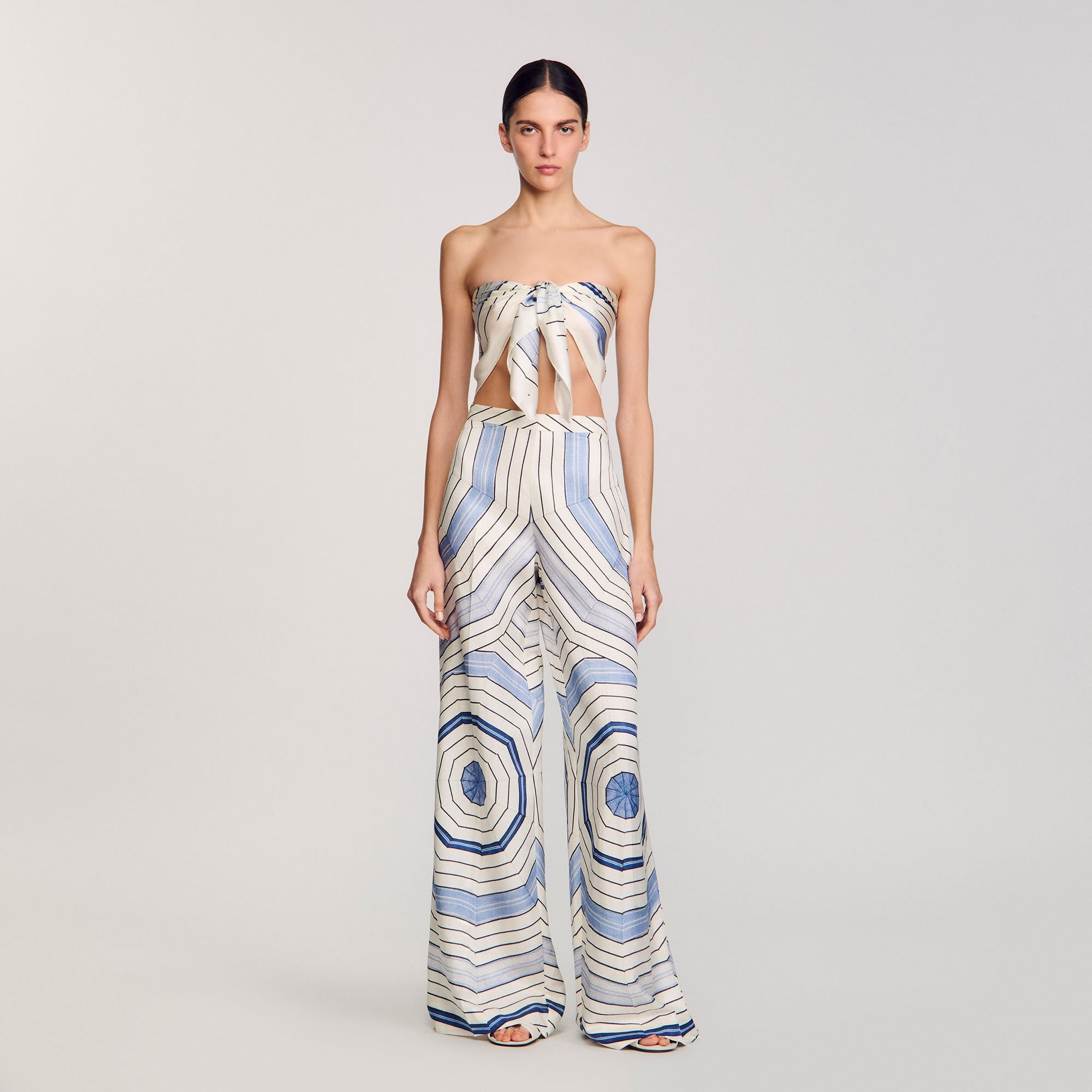 SPIRAL-MOTIF WIDE-LEG TROUSERS - 2