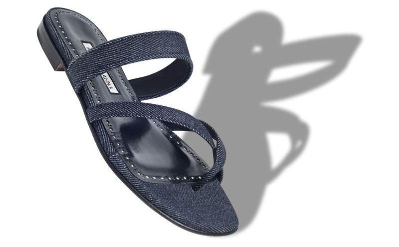 Manolo Blahnik Dark Blue Chambray  Flat Sandals outlook