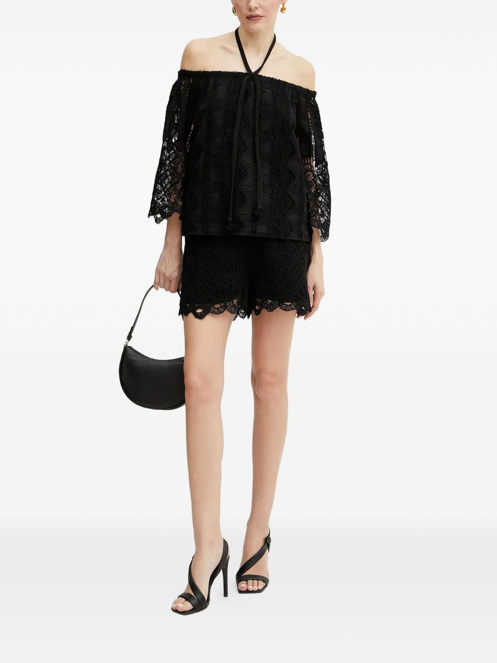 off-shoulder lace top - 2