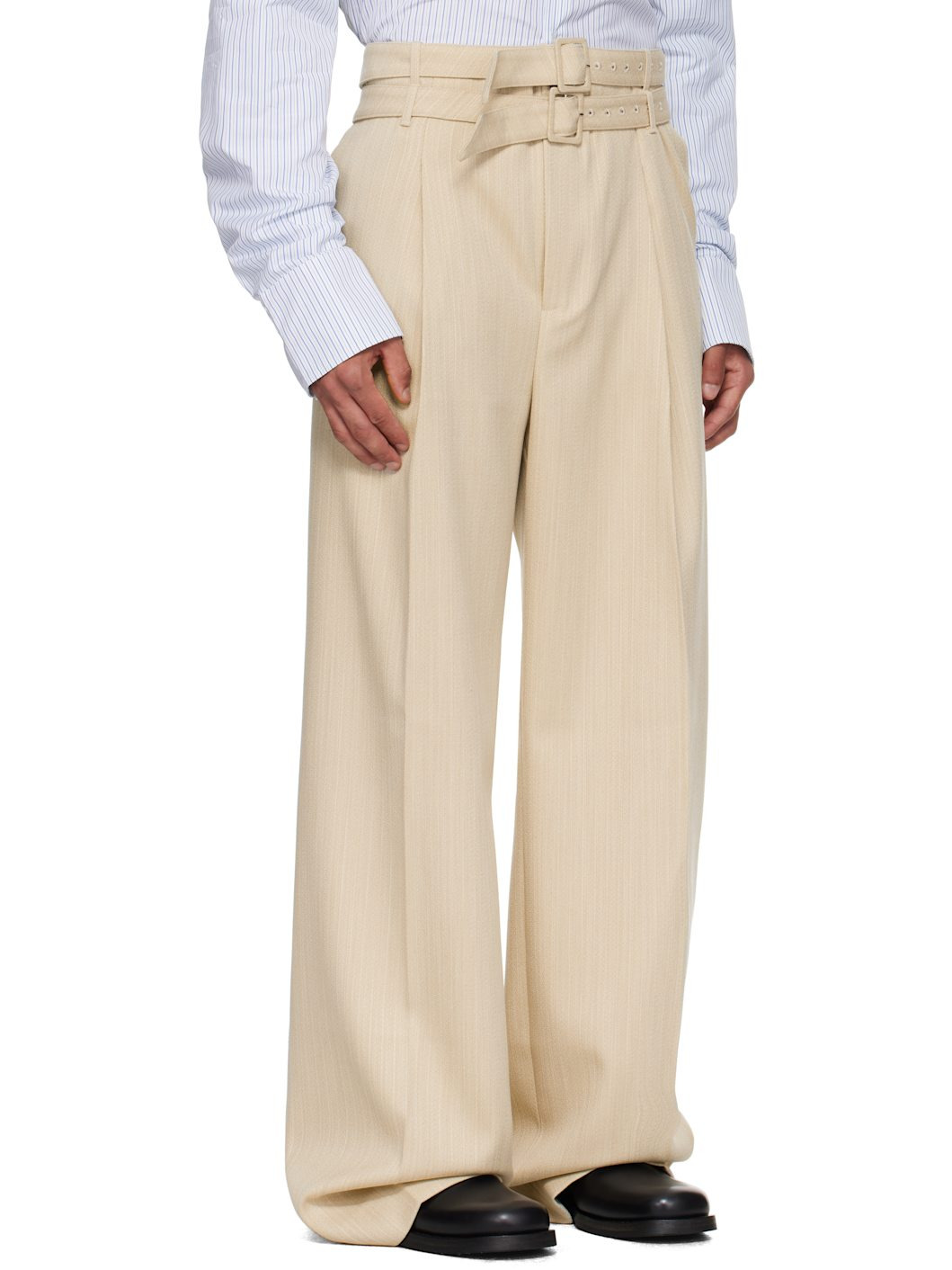 Beige Pleated Trousers - 2