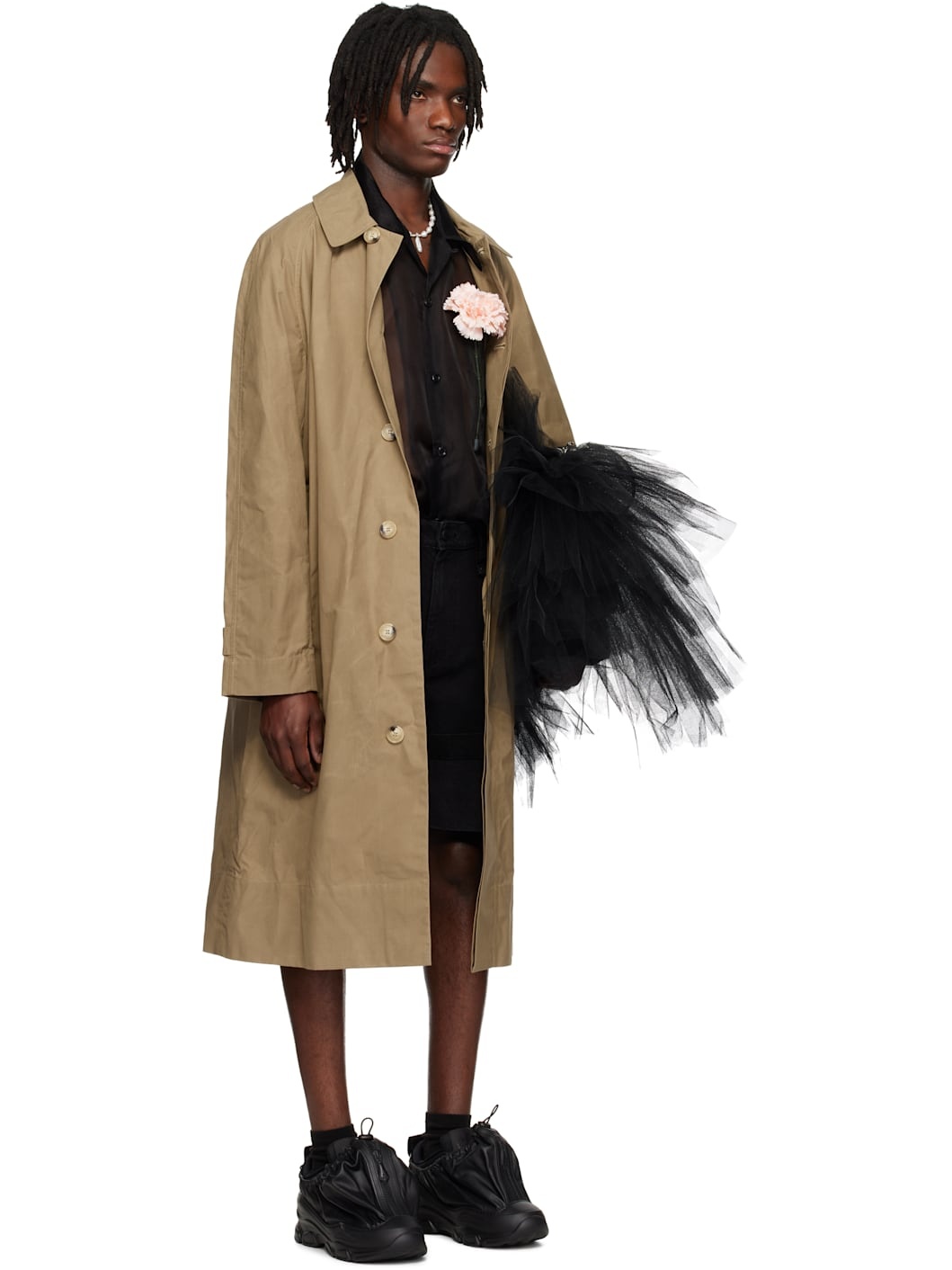 Beige Car Trench Coat - 2