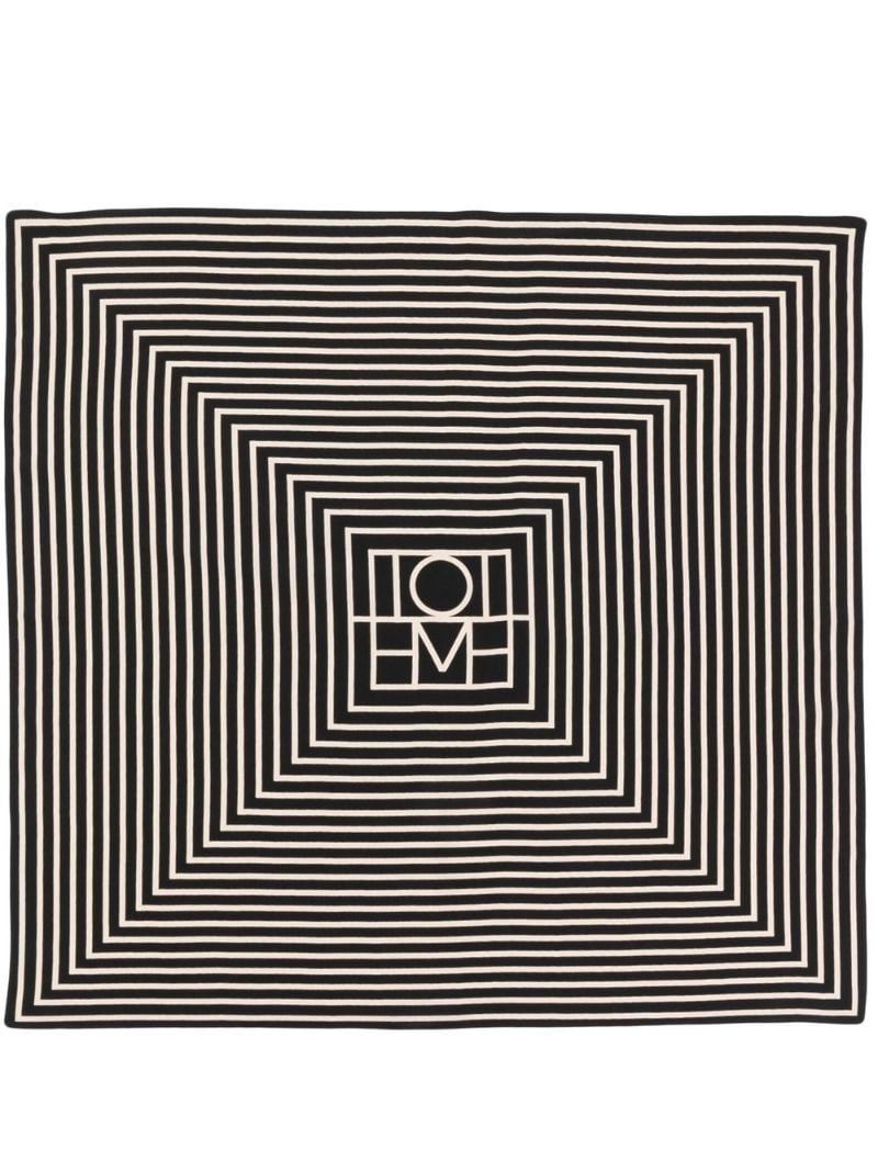 monogram-print silk scarf - 3