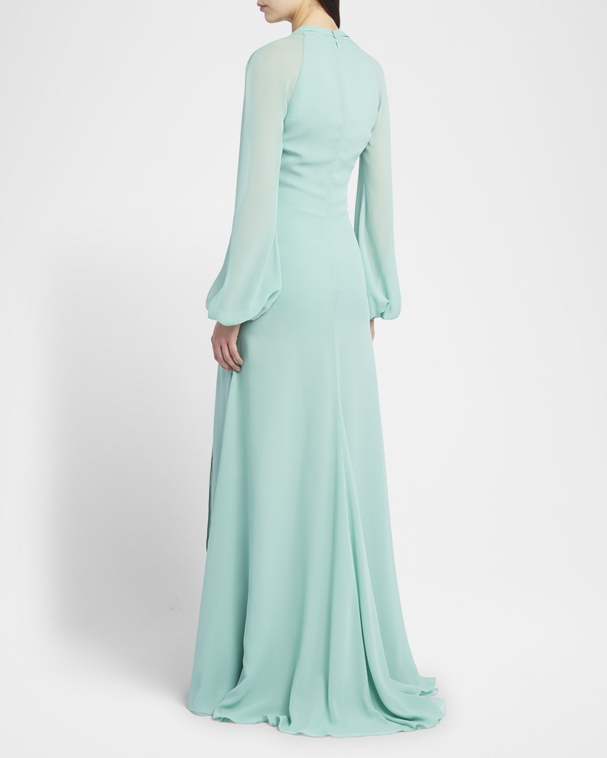 Deep V-Neck Silk Georgette Gown - 3