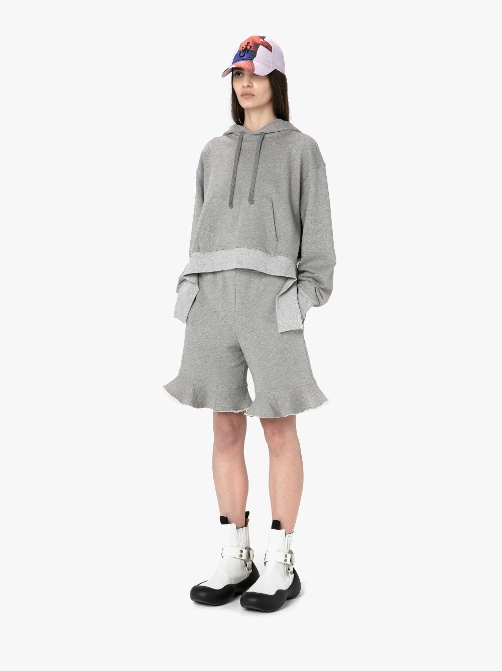 DECONSTRUCTED HEM CROPPED HOODIE - 4