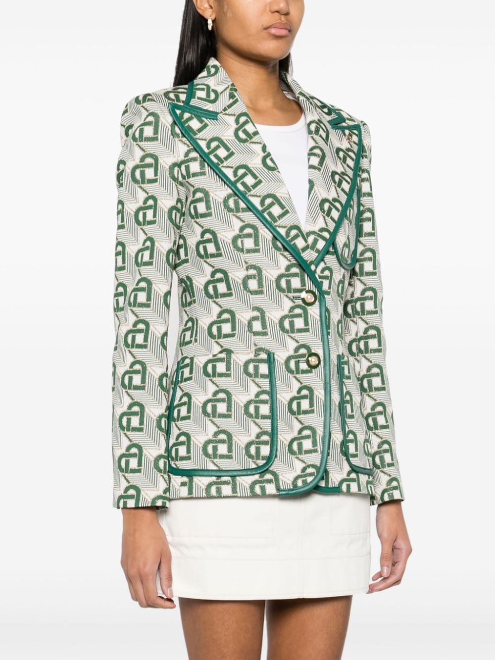 Heart-jacquard peak-lapel blazer - 3