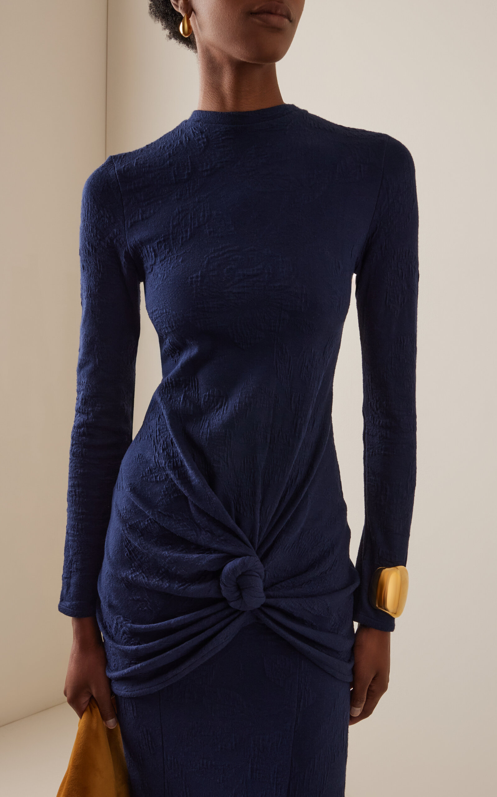 Celyse Wrap-Detailed Knit Top navy - 2