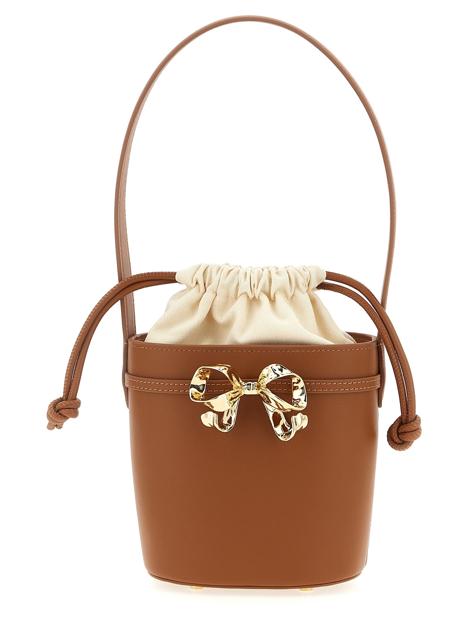 Brown Leather Shoulder Bow Bag Shoulder Bags Brown - 1