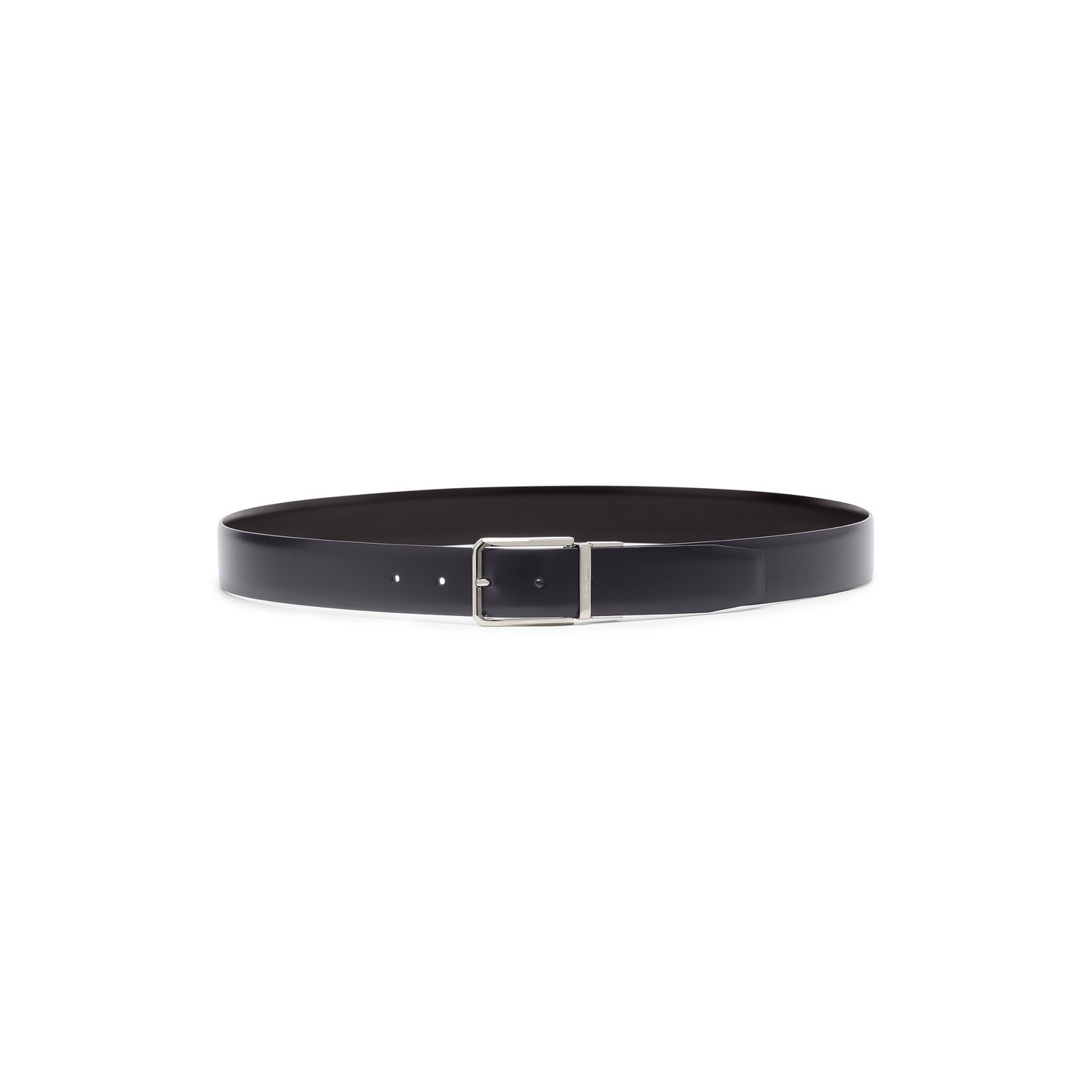 Reversible and adjustable black and dark brown leather belt - 4