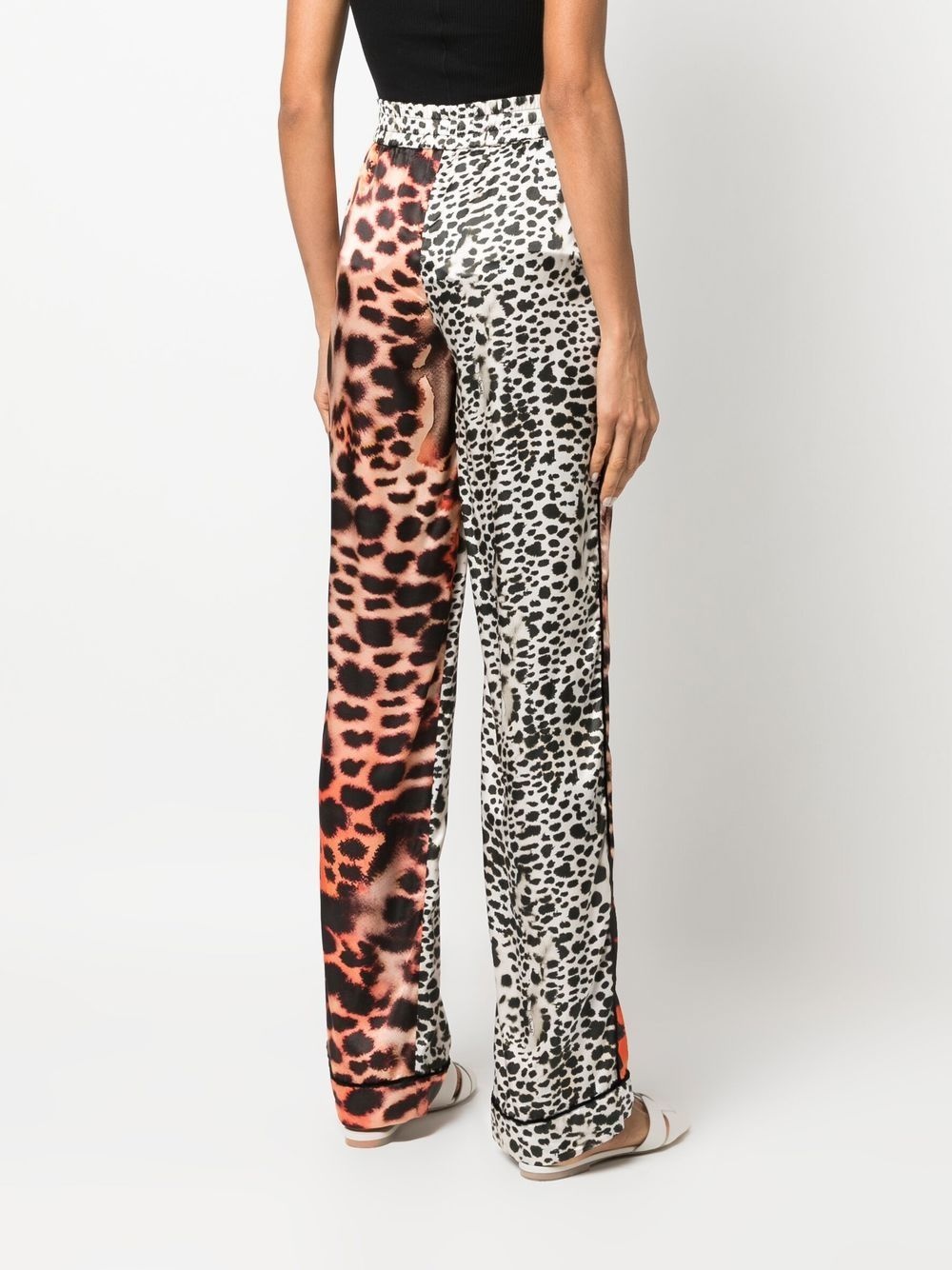 leopard print panelled trousers - 4
