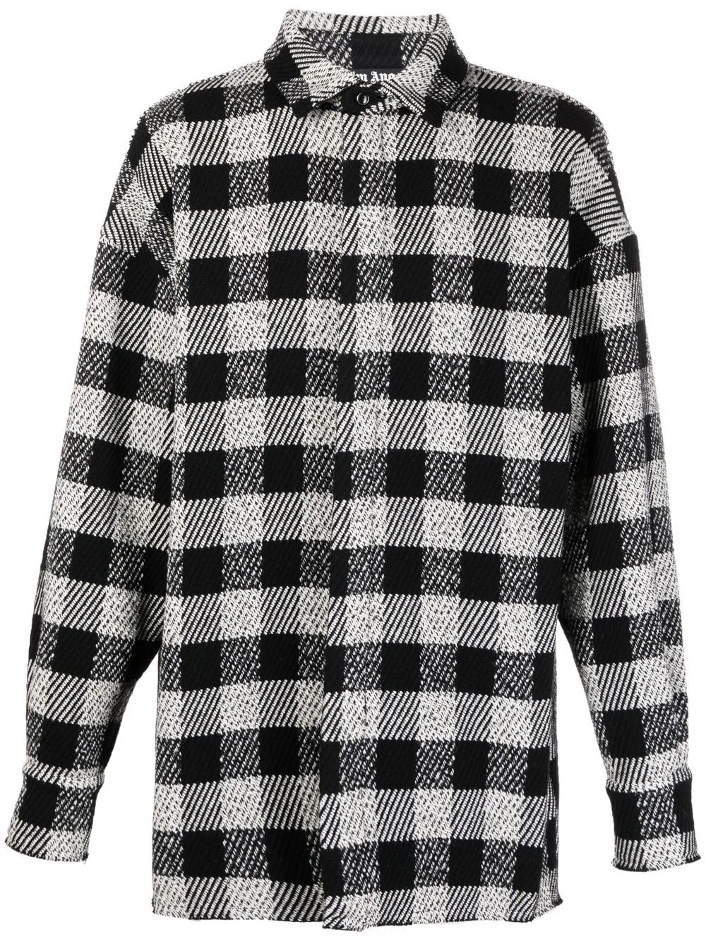 checked logo-print shirt - 1