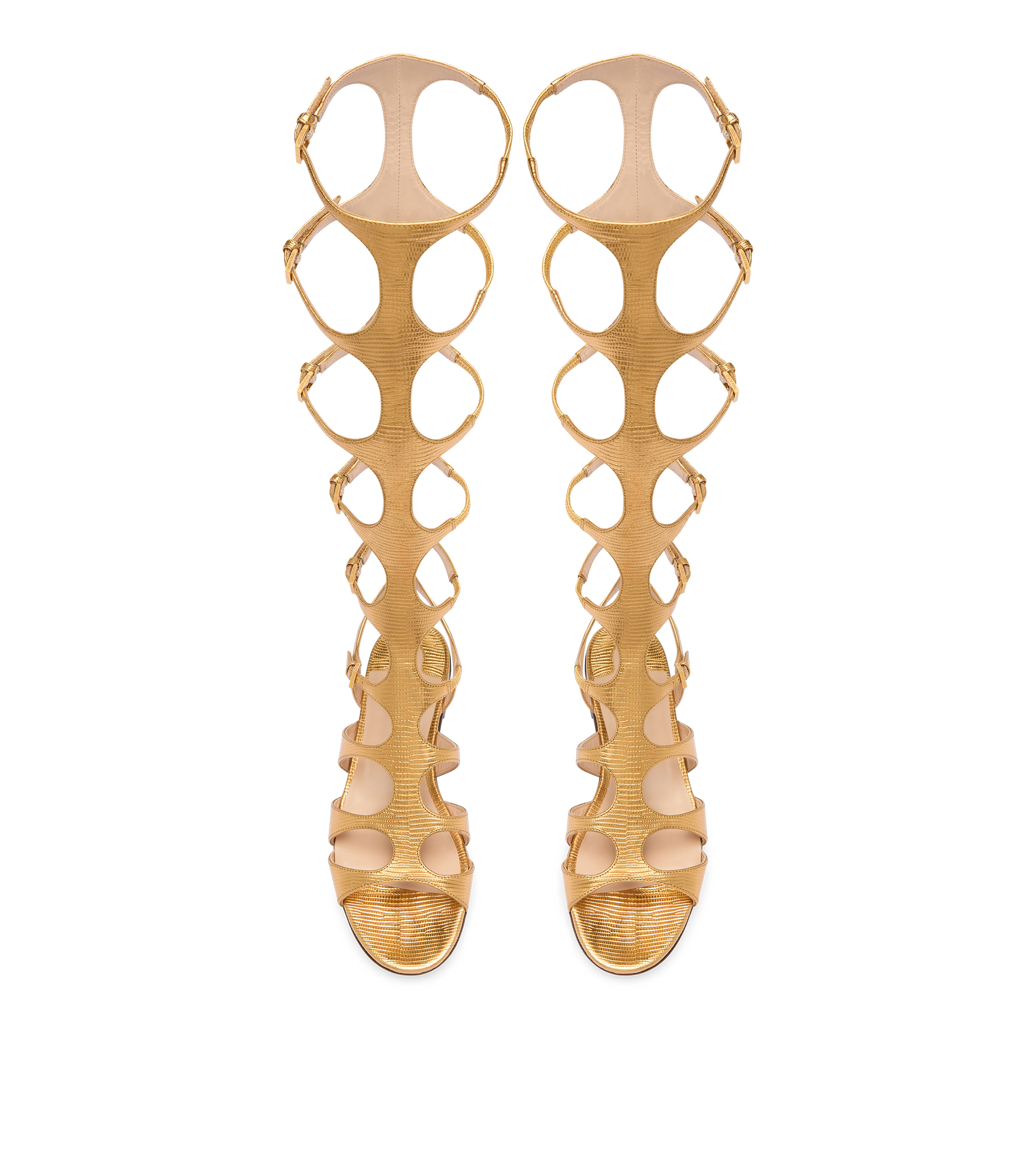 LAMINATED PRINTED LIZARD PARADIS KNEE-HIGH SANDAL - 4