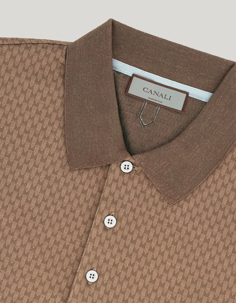 BROWN-HAZELNUT COTTON JACQUARD POLO SHIRT 4