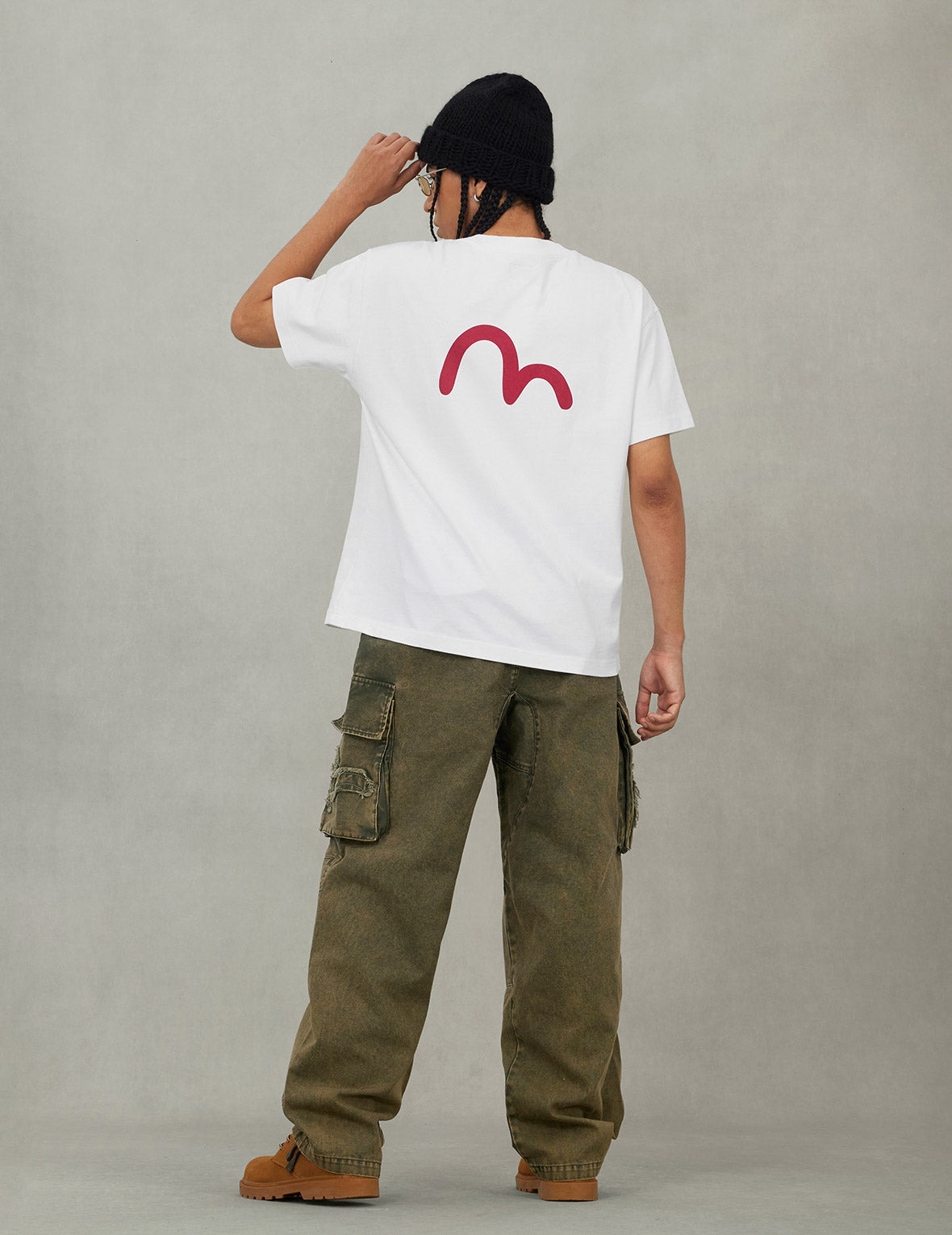 Distressed Seagull Appliqué Embroidery and Multi-Pocket Loose Fit Cargo Pants - 6