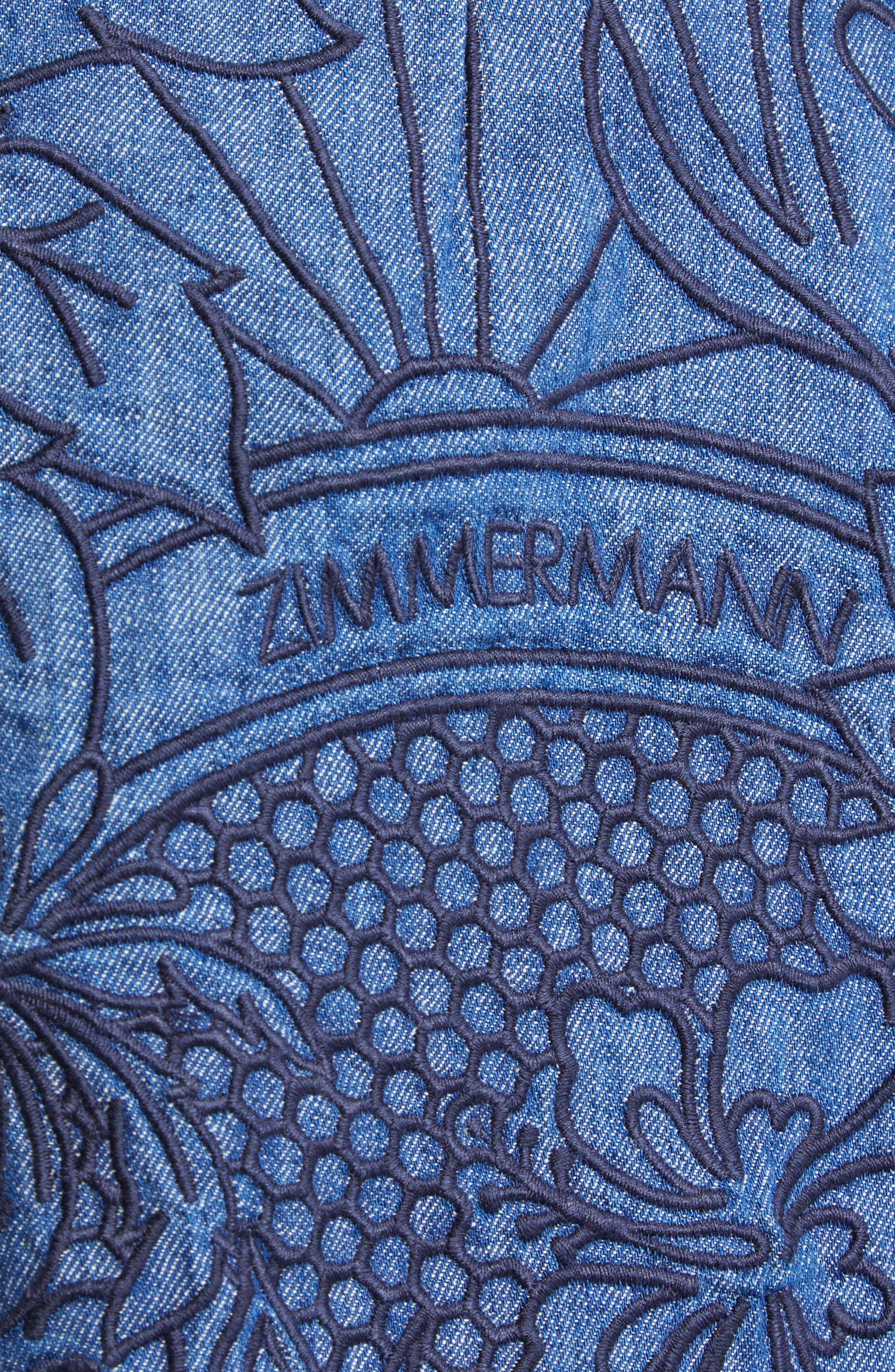 Zimmermann Coco Embroidered Denim Shorts in Railway Blue at Nordstrom - 7