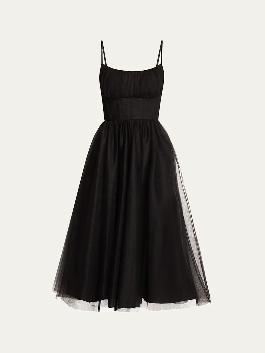 Tulle Corset Midi Dress - 1