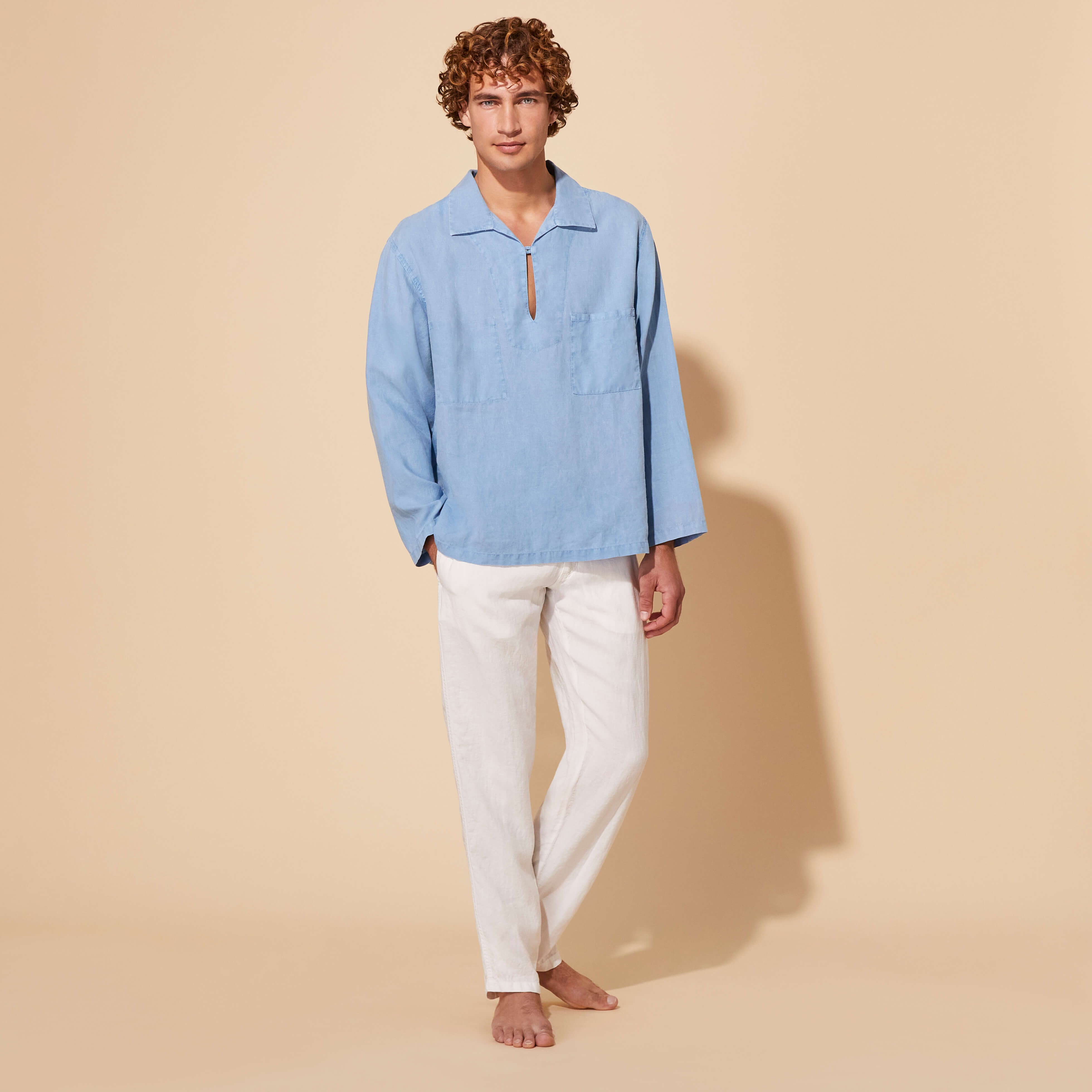 Men Linen Vareuse Shirt Mineral Dye - 3