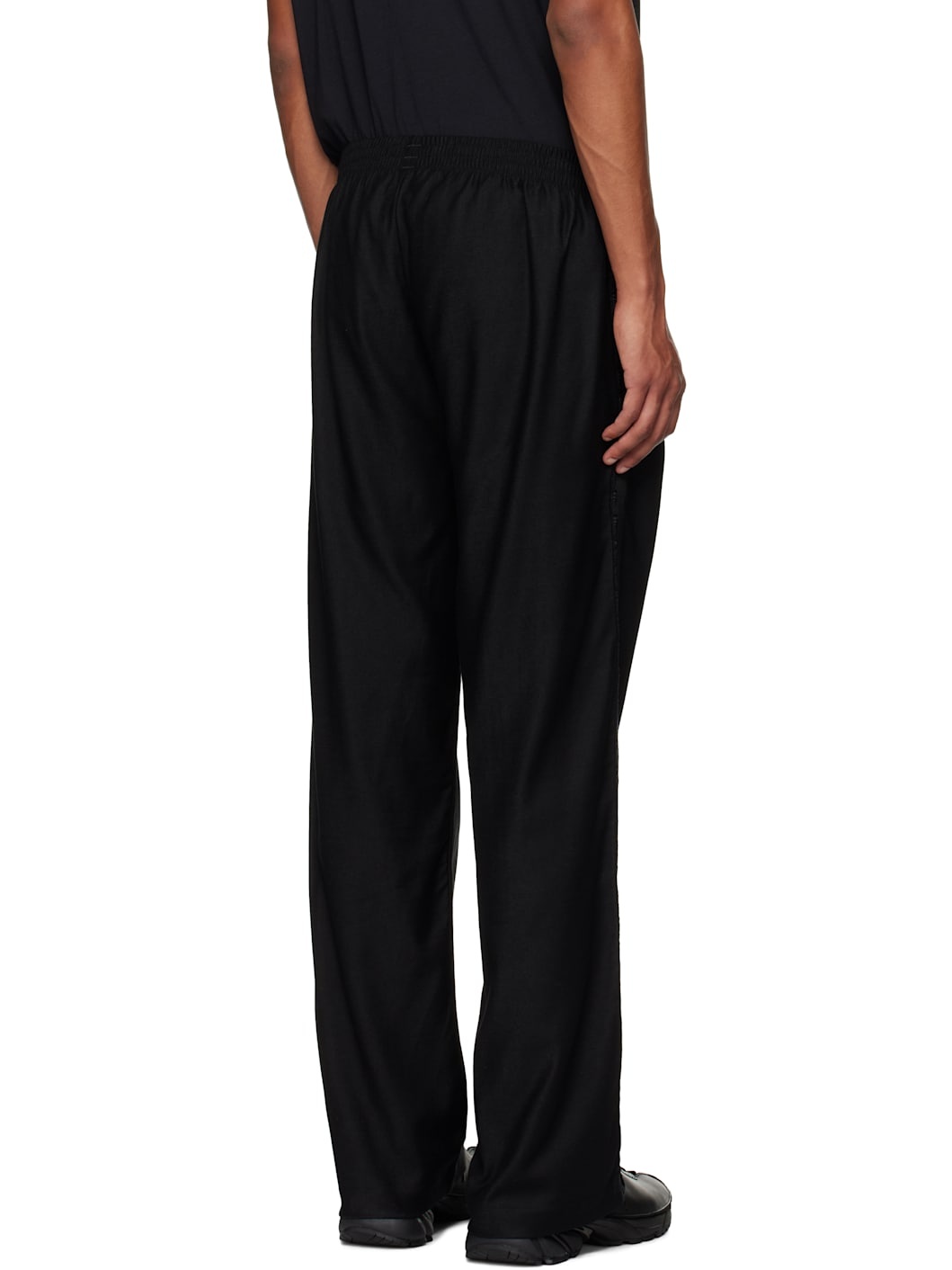 Black Canvas Jersey Track Pants - 3
