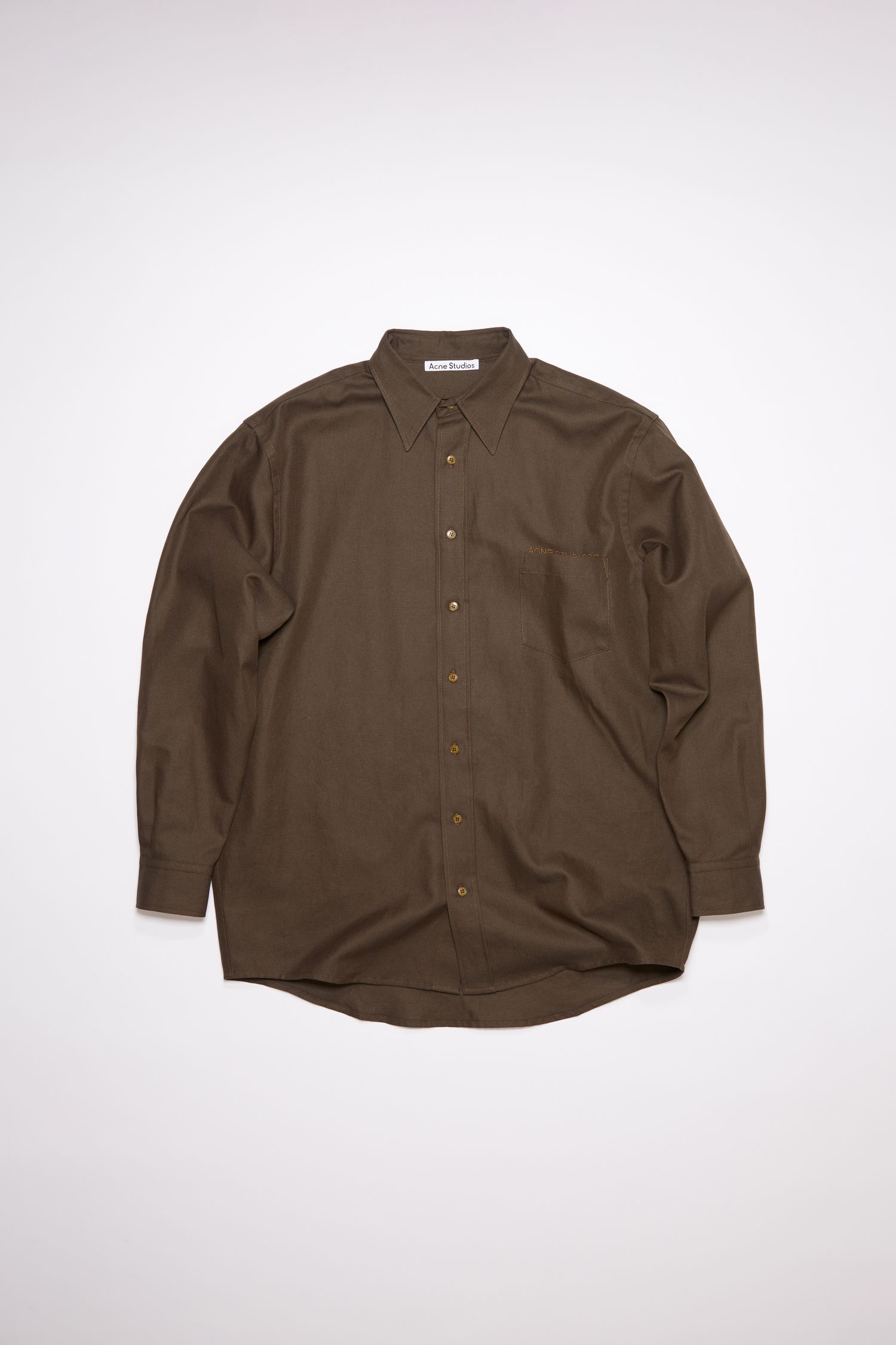 Linen blend shirt - Dark Olive - 4