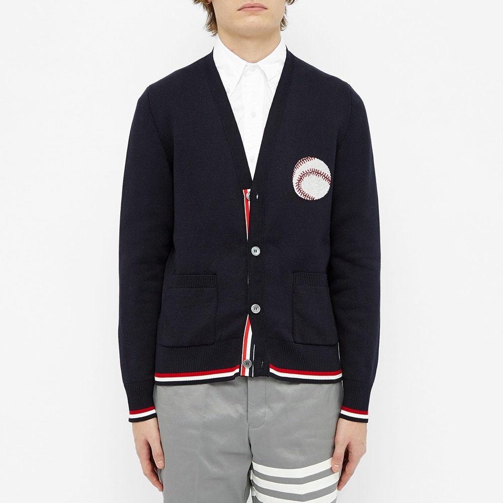 Thom Browne Baseball Icon Jacquard Four Bar Stripe Cardigan - 4