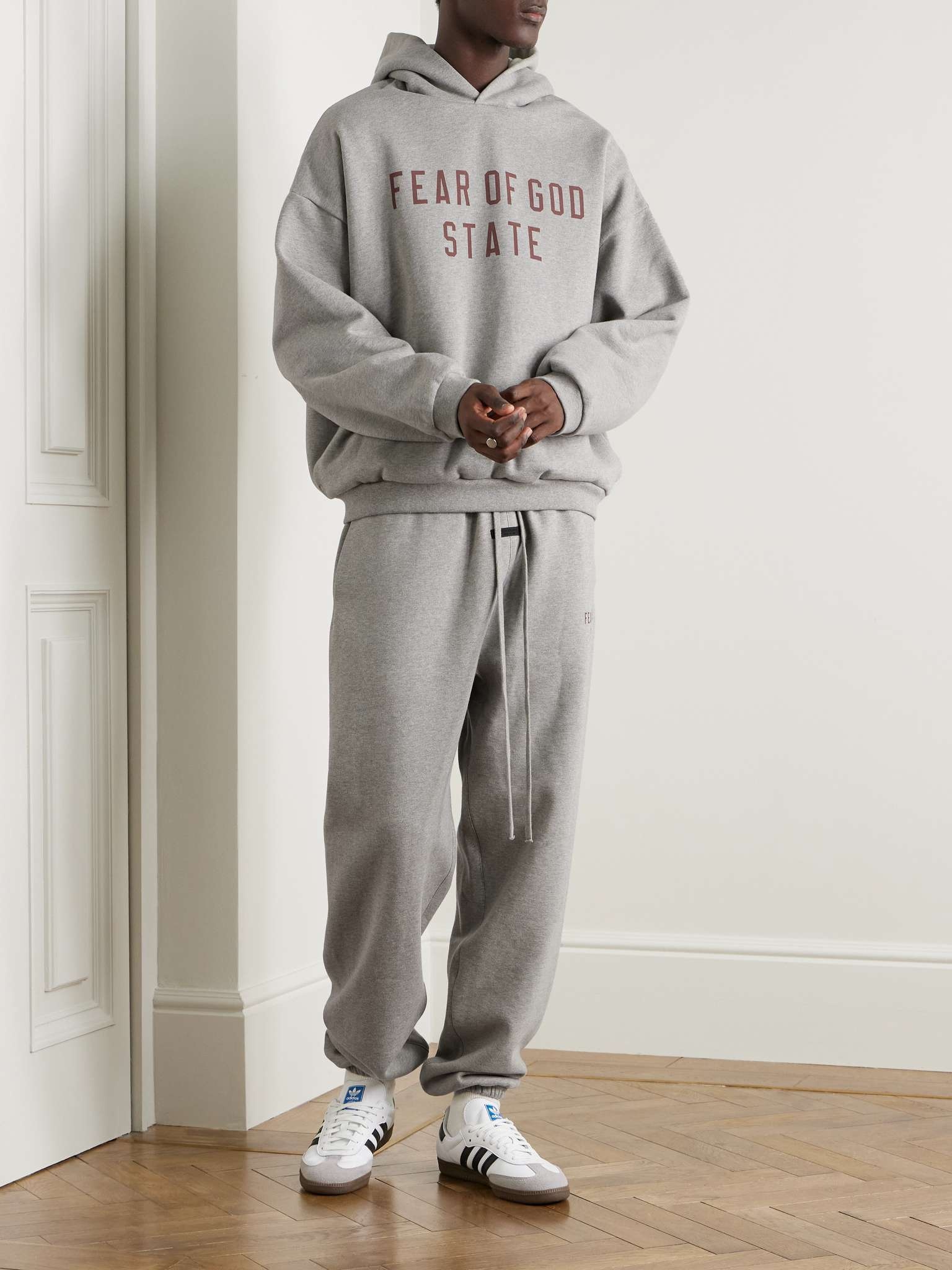 Tapered Logo-Print Appliquéd Cotton-Blend Jersey Sweatpants - 2