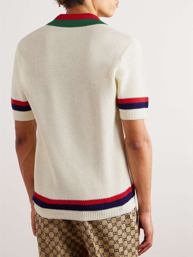 Logo-Appliquéd Striped Cotton Polo Shirt 3