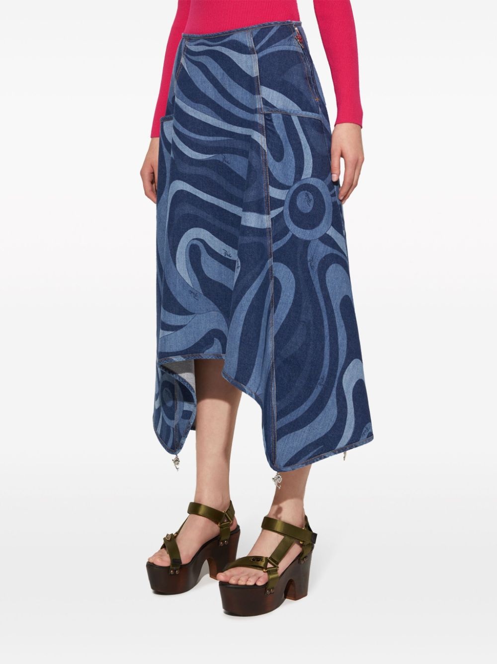 Marmo-print denim skirt - 5